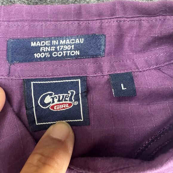 Western Rodeo Shirt Purple Pearl Snap Long Sleeve Arena‎ Shirt Cruel Girl L FLAW - Picture 4 of 10